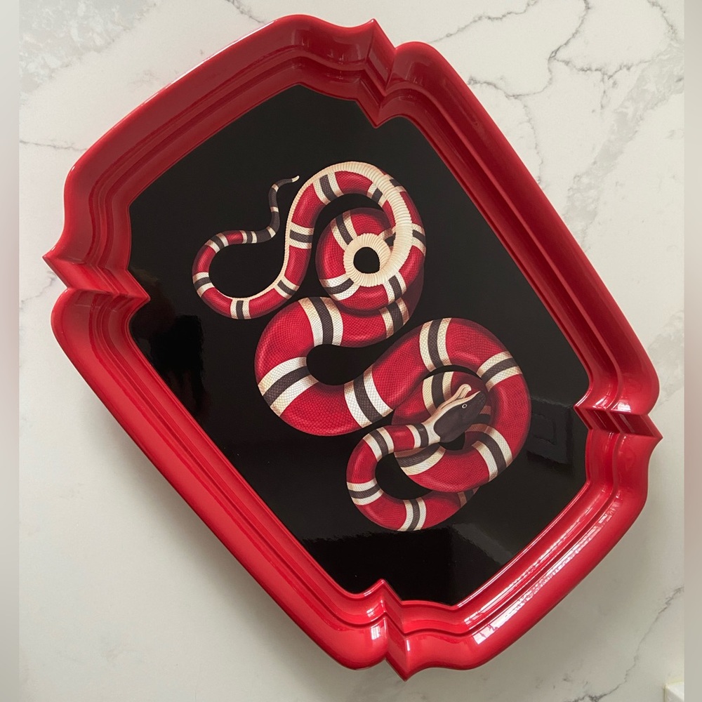 AUTHENTIC GUCCI TRAY Snake design, serving decor tray, red & black collectable
